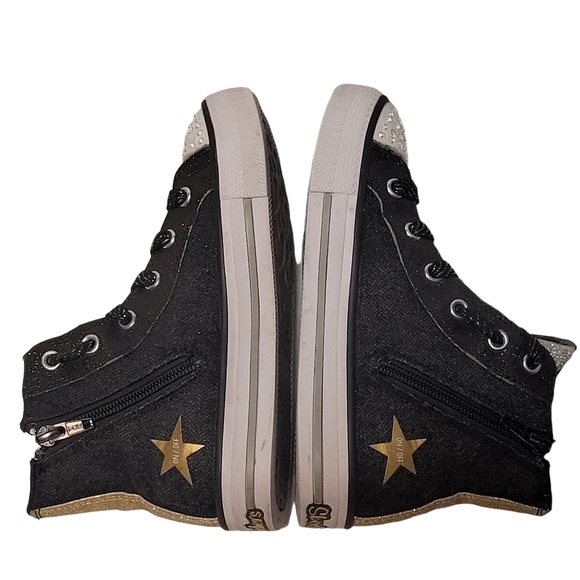 Skechers Girls Limited Edition Twinkle Toes Light Up Hi-top Zip Sneakers - Picture 7 of 13